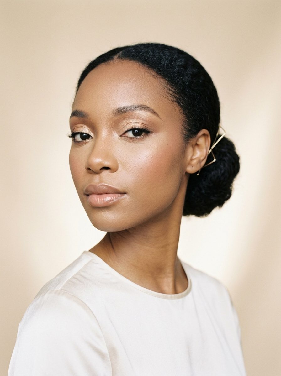 Olufunks Signature artist applying finishing touches to a bridal client's soft-glam makeup